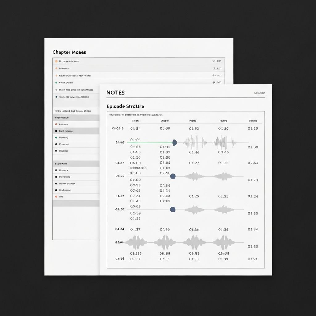 Структура эпизода с отметками времени и переходами